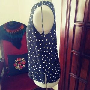 Sheer polka dot sleeveless shirt
